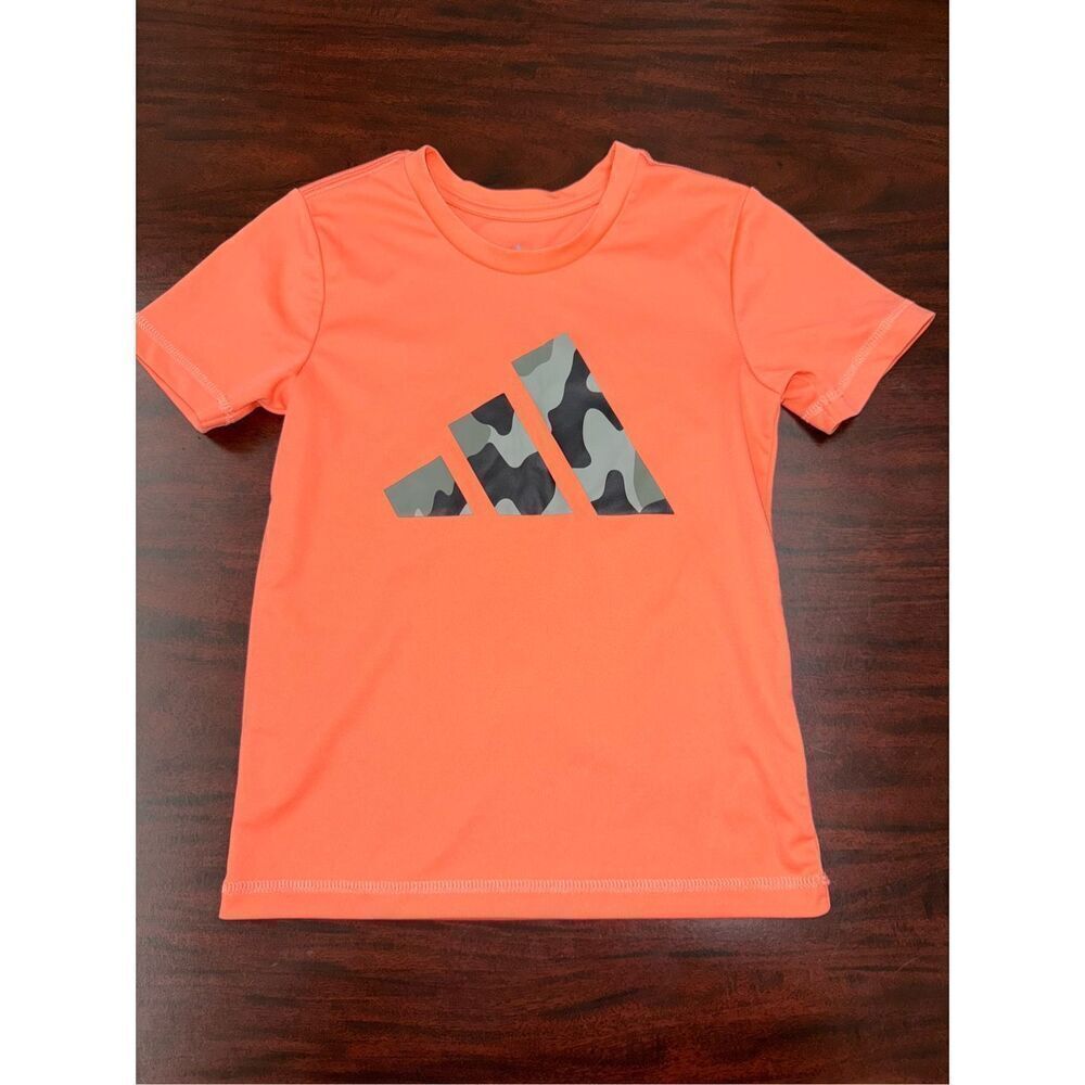 Adidas Boys Size 6 Regular Fit Coral Colored Short Sleeve Tee